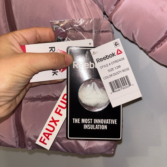 NWT Reebok Dusty Rose Pink Puffer Jacket 12M - Picture 2 of 4